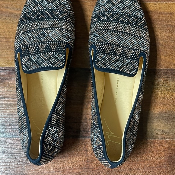 Giuseppe Zanotti black suede rhinestone Beaded Loafers size 36.5 (6.5) - Picture 5 of 6